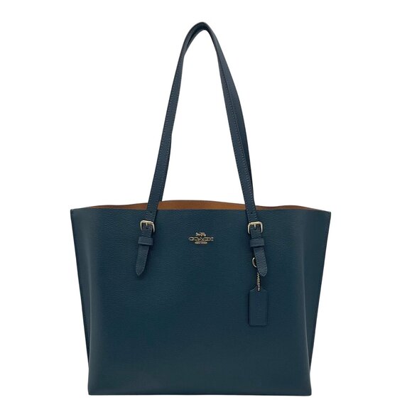 Coach Dark Teal Pebbled Leather Mollie Tote Bag 1671 - Picture 1 of 12